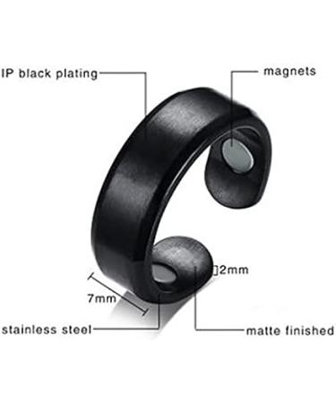 Beautybigbang Magnetic Field Therapy Ring - Adjustable Women's Magnetic Jewelry with 2 Strong Magnets - Stylish Black Design - Buy Online on GoSupps.com