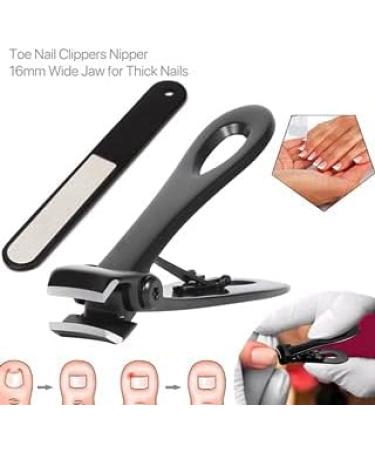 Nail Clippers Set 16mm Wide Large Jaw Opening with Nail File for Thick Nail Stainless Steel Black Fingernail and Toenail Nipper Cutter Podiatry Trimmer Pedicure Manicure Kit - Buy Online on GoSupps.com