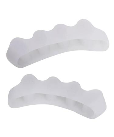 1 pair of white toe separators made of soft silica gel for valgus toe spreader