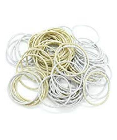 Pomeat Hair Ties No Crease Metallic Elastic Hair Bands Ties Rope Ring Elastic Hairband Ponytail Holder for Women Girls  Gold  Sliver  100 Pcs