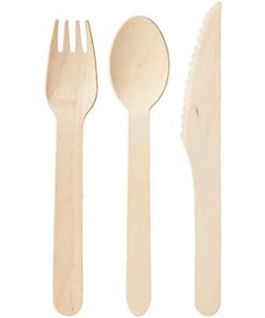 100% Natural Birch Wooden Cutlery Set 6'' Biodegradable Wood Utensils Set 150 Counts (50 Knives + 50 Forks + 50 Spoons) Disposable and Compostable Alternative to Plastic Cutlery 150PCS (50 Forks 50 Knives 50 Spoons) - Buy Online on GoSupps.com
