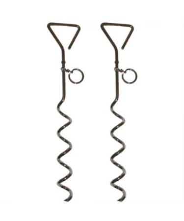 Pair Of Dog Tether Anchor Cable Lead Camping Spiral Ground Awning Peg Heavy Duty
