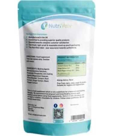 Nutrivolv Turmeric Curcumin 3200mg with Ginger & Black Pepper for Enhanced Absorption | High Strength | Organic | Vegan 120 Tablets | Joint Support Inflammation & Pain Relief - Buy Online on GoSupps.com