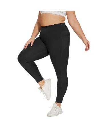 Women Buttery Soft Plus Size Leggings-Workout Pants for Women with Pocket  High Waist Naked Feeling Active Athletic Leggings 1X 25in Black