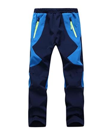 Deslify Boys Girls Waterproof Softshell Fleece Warm Hiking Pants Snow Ski Pants Navy 10-12 Years