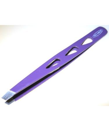 EYEBROW TWEEZERS w/Slanted tips & 3-HOLE TEAR DROP DESIGN Color PURPLE