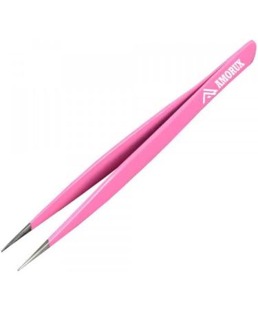 Tweezers Professional Pointed Tweezer for Facial Hair Women & Men Stainless Steel Precision Tweezers for Ingrown Hair Tweezers (Pink Pointed)