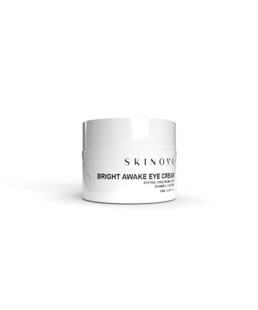 Skinovo Bright Awake Eye Cream with Peptides Hyaluronic Acid Caffeine & Vitamin E Hydrating & Firming Eye Treatment for Dark Circles Puffiness & Fine Lines