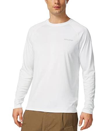 BALEAF Men's Sun Protection Shirts UV SPF T-Shirts UPF 50+ Long Sleeve Rash Guard Fishing Running Quick Dry 01-white X-Large