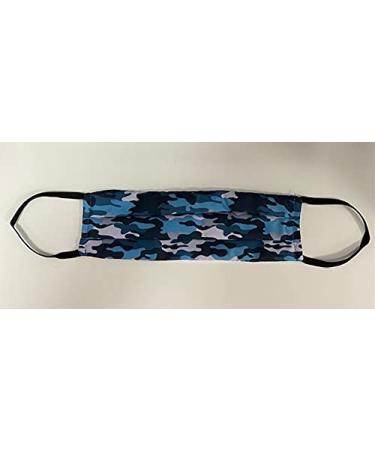 Washable fabric mask reusable 2 layers for children from 3 to 12 years (camouflage blue)