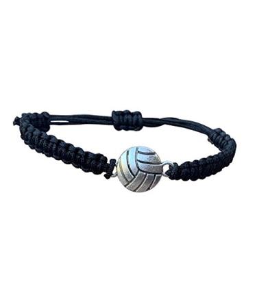 Sportybella Volleyball Charm Bracelet - Adjustable Charm Bracelet with Volleyball Charm for Female Volleyball Player Black