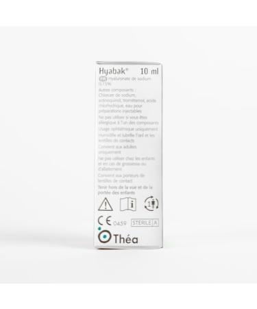 Thea Hyabak Eye Drops (2 x 10ml) - Hyaluronic Acid for Dry Eyes Contact Lens Moisturizing Lubricant Occasional Dry Eye Digital Device Use Ideal for Extended Screen Use - (600 Drops) 10 ml (Pack of 2) - Buy Online on GoSupps.com