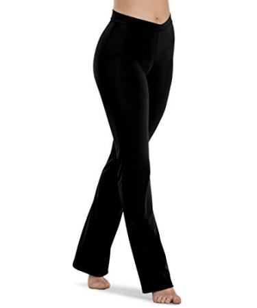Balera Womens V-Waist Bootcut Jazz Pants for Dance Girls Mid-Rise Waistband X-Large Black