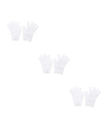 FRCOLOR 3 Pairs Moisturizing Gloves Moisturizing Mittens Exfoliating Gloves Lotion Moisture Gloves Overnight Finger Gloves Hand Softening Gloves Sebs Sun Protection White Women's