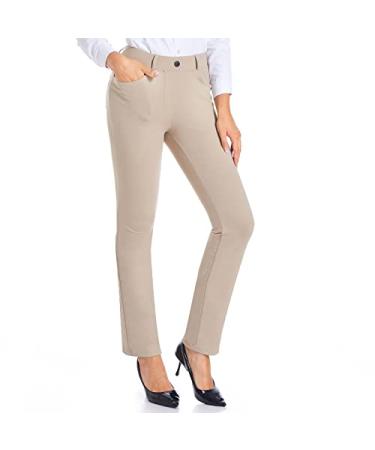 HARTPOR Women's Yoga Dress Pants Stretchy for Work Office Slacks for Business Casual Pants Petite/Regular with Pockets 31" Inseam X-Large Khaki