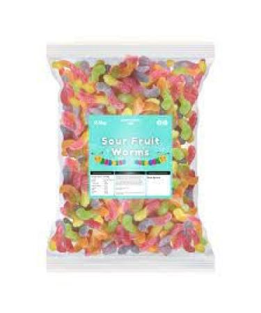 CandyCrave Fizzy Sour Fruit Worms Fizzy Coated Jelly Sweets 1Kg