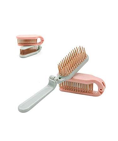 2 Pack Folding Hair Combs Hair Brush Compact Pocket Size Travel Purse Locker Blue & Pink (Blue Pink)