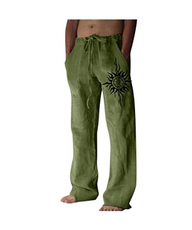 Bimgwuz Mens Dress Pants Stretch Men's Casual Cotton Basic Pants Quick Dry Loose Comfy Printed Waistband Trousers E3-green Large