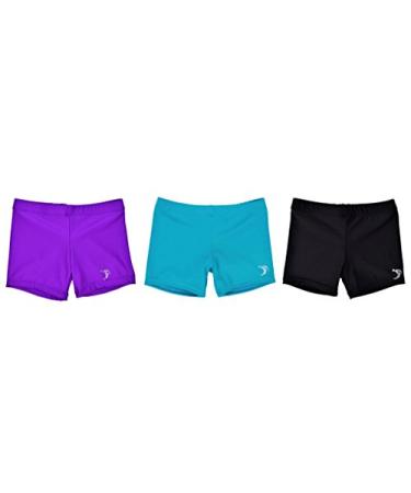 Sookie Active Premium Micro Nylon Spandex Youth Shorts - Multicolor 3-Pack 10-12 Set 6: Azelea Turquoise Black