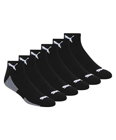 PUMA Men's 6 Pack Quarter Crew Socks 13-15 Black/White