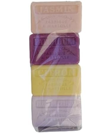 Pack of 4 Marseille soaps 60g - artisanal soap enriched with organic shea butter - jasmine patchouli lemon cherry blossom fragrance - Buy Online on GoSupps.com