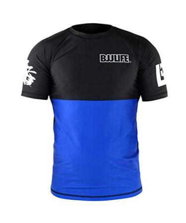 CompLite Ranked Rash Guard | Short Sleeve | No GI Brazilian Jiu Jitsu | MMA BJJ Wrestling Training Water Sports | Blue | Medium
