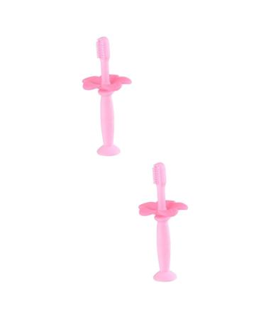 Minkissy 2 STK toothbrush for the oral care toothbrush for babies toothbrush silicone toothbrushes for toothbrush brass toothbrush baby training toothbrush manual pink