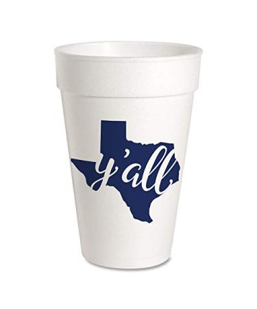 Texas Party Cups - Styrofoam 16oz 10 Pack (Texas Y'all)