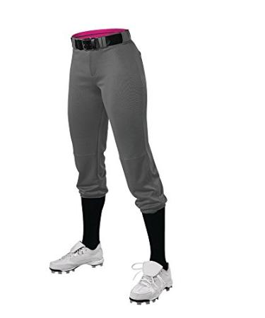 Alleson Athletic Girls Belted Speed Premium Fastpitch Pant Large Charcoal