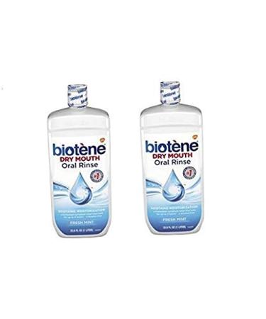 Biotene Fresh Mint Moisturizing Oral Rinse Mouthwash Alcohol-Free for Dry Mouth 33.8OZ - Pack of 2