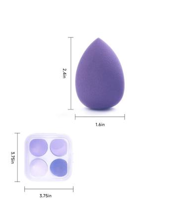 4Pcs Makeup Sponges Set with Egg Case - Flawless Blend for Foundation, Cream, Liquid, Powder - Purple - Buy Online on GoSupps.com