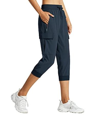 Libin Women's Cargo Capri Pants Hiking Cropped Pants Lightweight Quick Dry Joggers Athletic Workout Casual Outdoor Shorts 03-capris-new Navy Medium