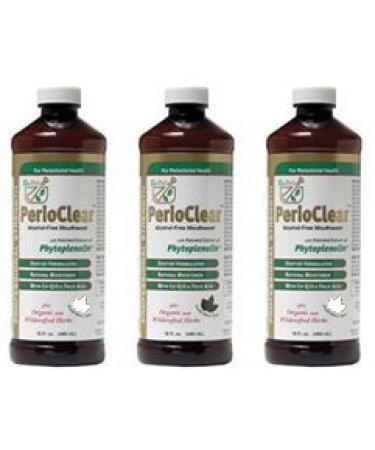 Perioclear Organic Alcohol-Free Mouthwash (3) 16 OZ Bottle Value Pack Dentist Formulated Fluoride-free Preservative-free | Naturally Whitens Teeth | Freshens Breath | Removes Plaque | Minimizes Dry Mouth