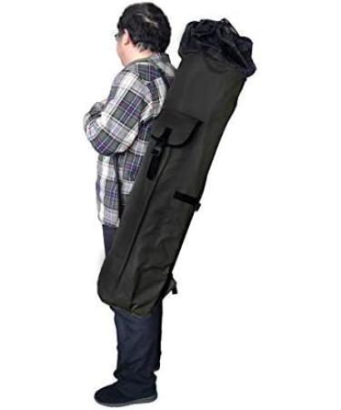 Allnice Durable Canvas Fishing Rod & Reel Organizer Bag Travel Carry Case  Bag- Holds 5 Poles & Tackle Black
