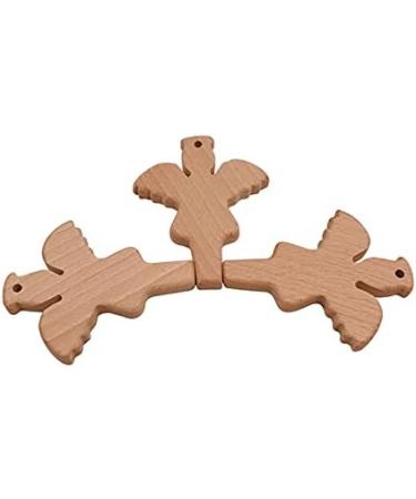 Angel Baby Cartoon Wood Teether Set - Natural Beech Teething Toy (2pcs) - Buy Online on GoSupps.com
