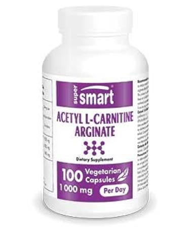 Supersmart - Acetyl L Carnitine Arginate 1000 mg Per Day - Amino Acids - Popular Brain Supplement | Non-GMO & Gluten Free - 120 Vegetarian Capsules