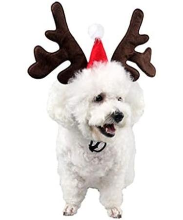 Buy BESTOYARD Pet Headband - Christmas Reindeer Antler with Santa Hat Costume for Dogs & Cats | Festive Holiday Accessories - Buy Online on GoSupps.com