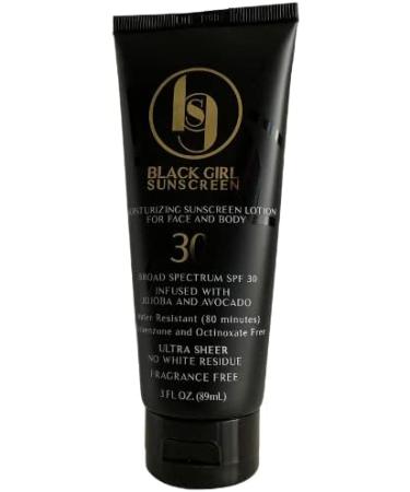 BGS Black Girl Sunscreen SPF 30 Ultra Sheer Moisturizing Lotion - Avocado, Cacao, Jojoba, Carrot Juice, Sunflower Oil - 3 Fl Oz (1 Pack) | Oxybenzone, Paraben, Fragrance Free - Buy Online on GoSupps.com