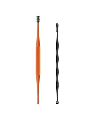 Portable Ear Cleaner Stainless Steel Ear Spoon Set Stainless Steel Ear Wax Remover Reusable Stainless Steel Ear Wax Remover Set Ear Wax Easily Removed Ideal for Personal and Home Use(Orange-2pcs)