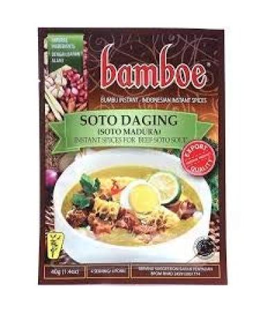BAMBOE BUMBU INSTANT SOTO DAGING/BAMBOE INDONESIAN INSTANT SPICES FOR BEEF SOTO SOUP HALAL (3X 40g)