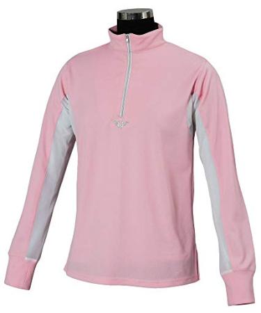 TuffRider Kid's Ventilated Technical Long Sleeve Sport Shirt with Mesh Large Petal Pink