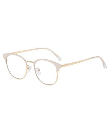 Retro Blue Light Blocking Computer Readers Anti Eyestrain Reading Glasses Eyeglasses Flat Light Mirror for Women/Men +300 Beige