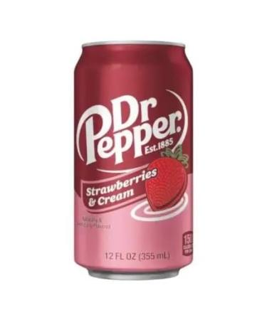 Candybox Carbonated drink Dr Pepper - American sweets - refreshing drink - drinks cans - Party drinks - taste Strawberry Cream soda - 355ml 1 Pack Straw Cream