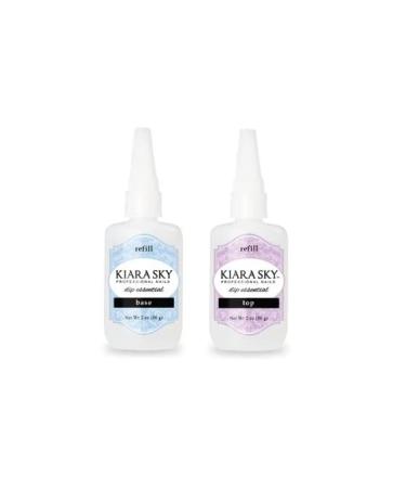 Kiara Sky Proffessional Nails Dip Essentials 2 oz Refills (Base / Top 2 oz) Base / Top 2 Ounce (Pack of 2)