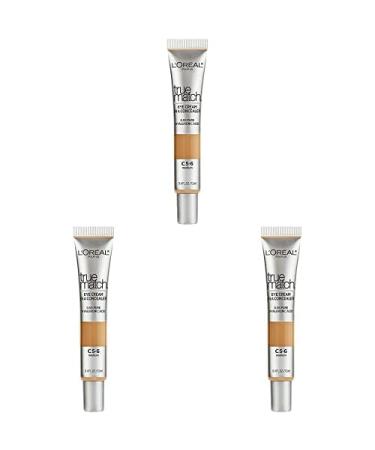 L'Oreal Paris True Match Eye Cream in a Concealer 0.5% Hyaluronic Acid Medium C5-6 0.4 fl. Oz (Pack of 3)
