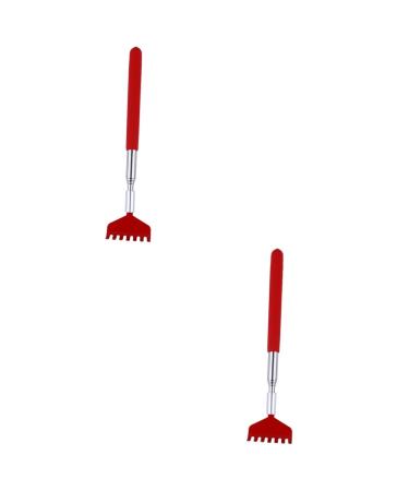 minkissy 2pcs Telescopic Tickle Rake Red Scraper Multifunctional Stainless Steel