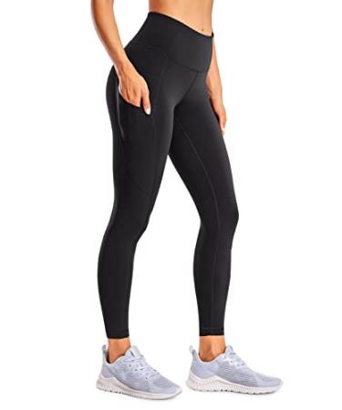 CRZ YOGA Women's Naked Feeling Workout Leggings 25 Inches - High Waisted Yoga Pants with Side Pockets Athletic Running Tights 25 inches Medium Black