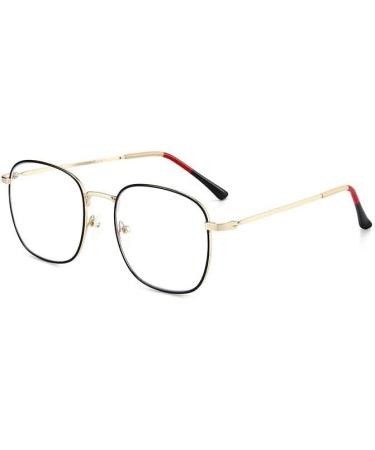 LTSrll Oversized Metal Reading Glasses | Stylish Square Blue Light Blocking | Anti-Glare Filter | Black-Golden +200 - Buy Online on GoSupps.com