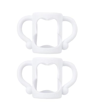 Toddmomy 2pcs Baby Bottle Handle Grip Silicone Baby Bottle Handles Sleeves for Newborn Baby Bottle Accessories White