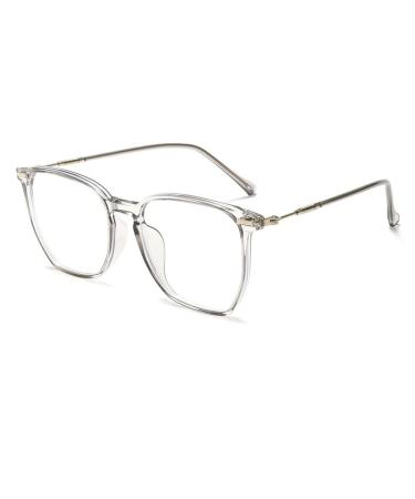 Metal Temples Tr90 Square Frame Blue Light Blocking Glasses for Women Men Anti UV Ray Computer Reading Glasses for Women Men Gray 53 Millimeters